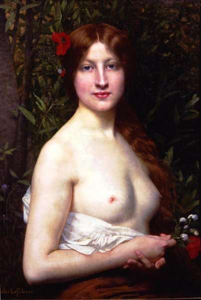 Fleurs des Champs (or Half-Length Demi-Nude) by Jules Joseph Lefebvre