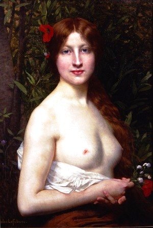 Jules Joseph Lefebvre - Fleurs des Champs (or Half-Length Demi-Nude)