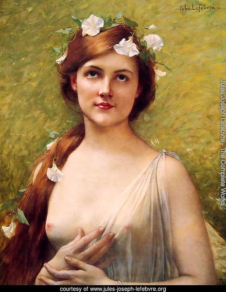 Young Woman With Morning Glories In Her Hair