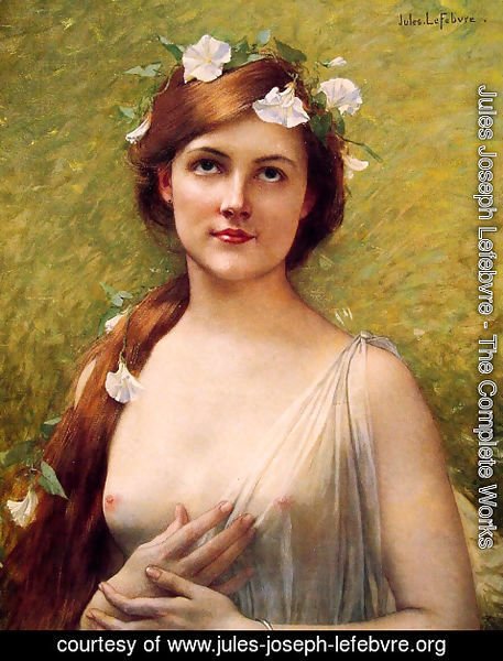 Jules Joseph Lefebvre - Young Woman With Morning Glories In Her Hair