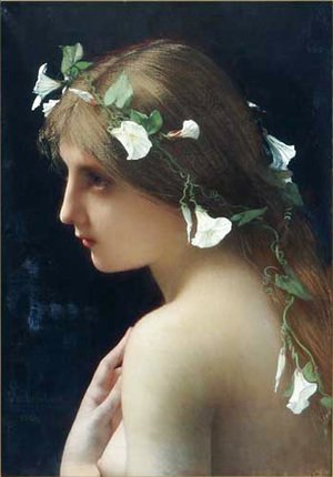 Jules Joseph Lefebvre - Nymph With Morning Glory Flowers